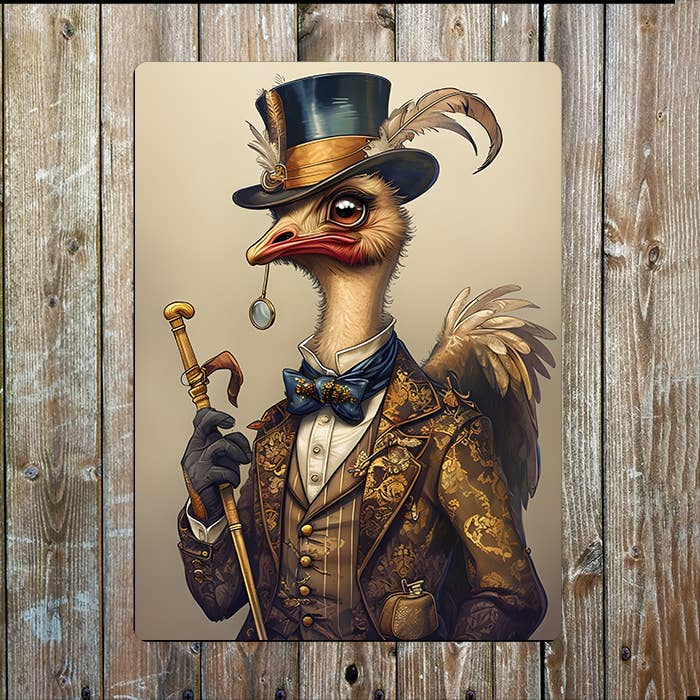 Alice in Wonderland | Victorian Ostrich | Metal Sign Plaque