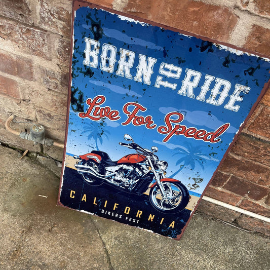 Born To Ride love for speed motorcycle | Metal Sign