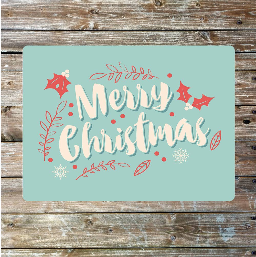 Merry Christmas Holly | Metal Sign Plaque