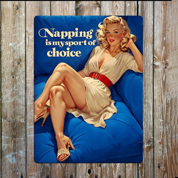 Napping Is My Sport Of Choice Vintag Retro | Metal Sign Plaque