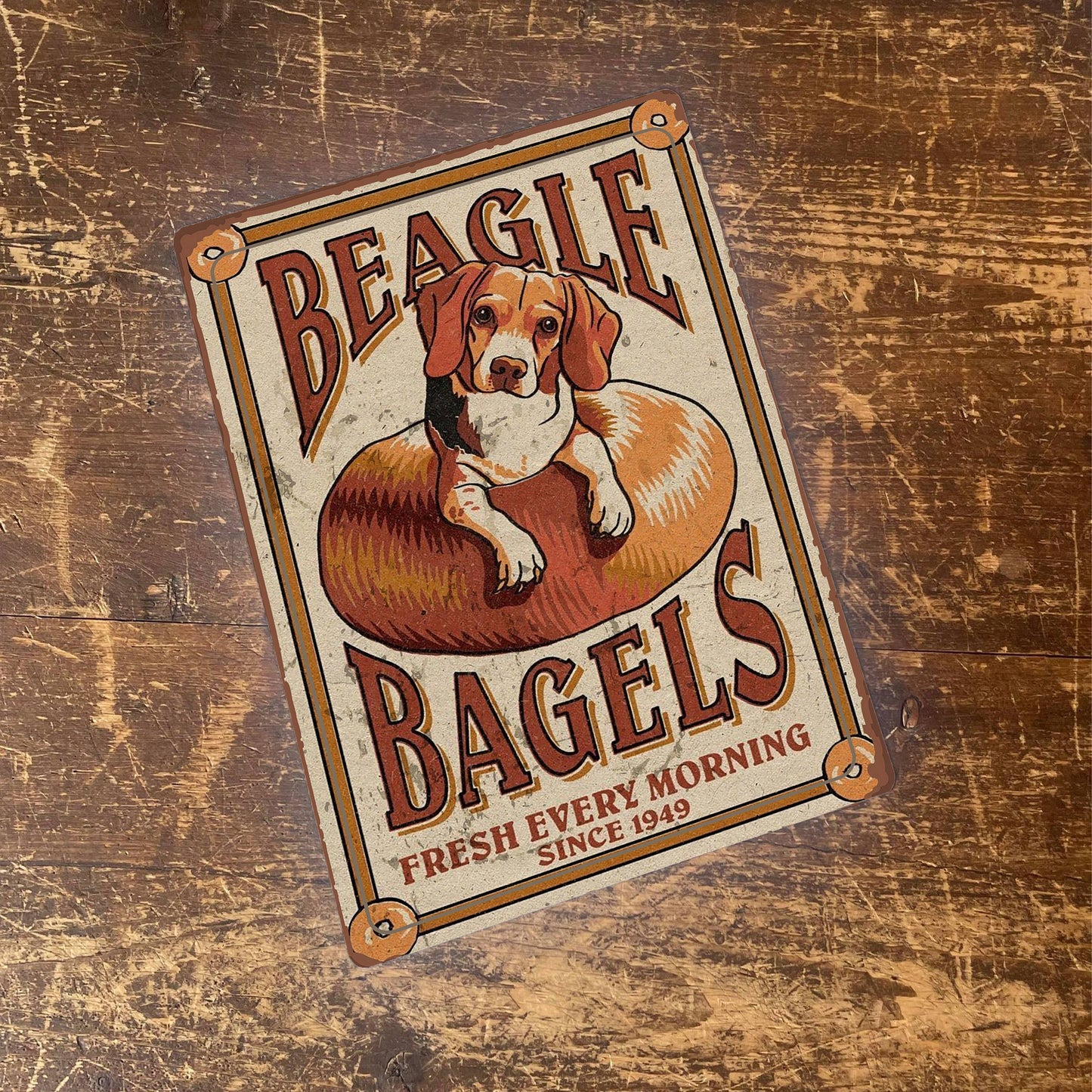beagle bagels Dog Vintage Style | Metal Sign Plaque