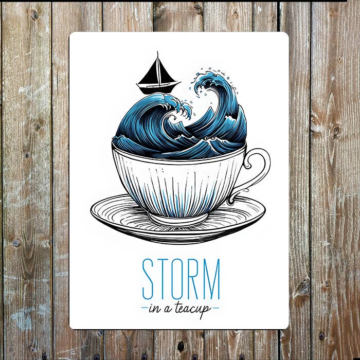 Storm in a teacup Nautical Metal Sign Plaque