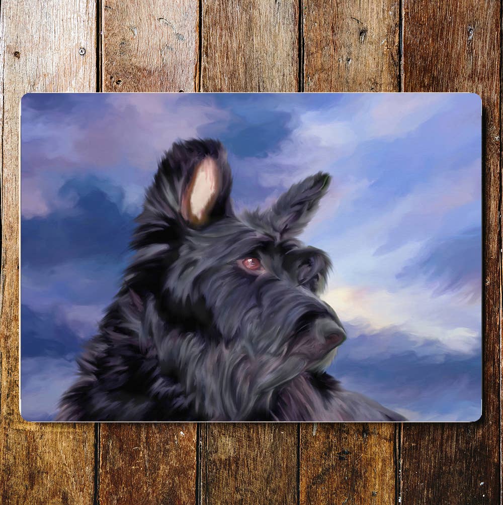 Scotty Black Dog Portrait Metal Sign plaque