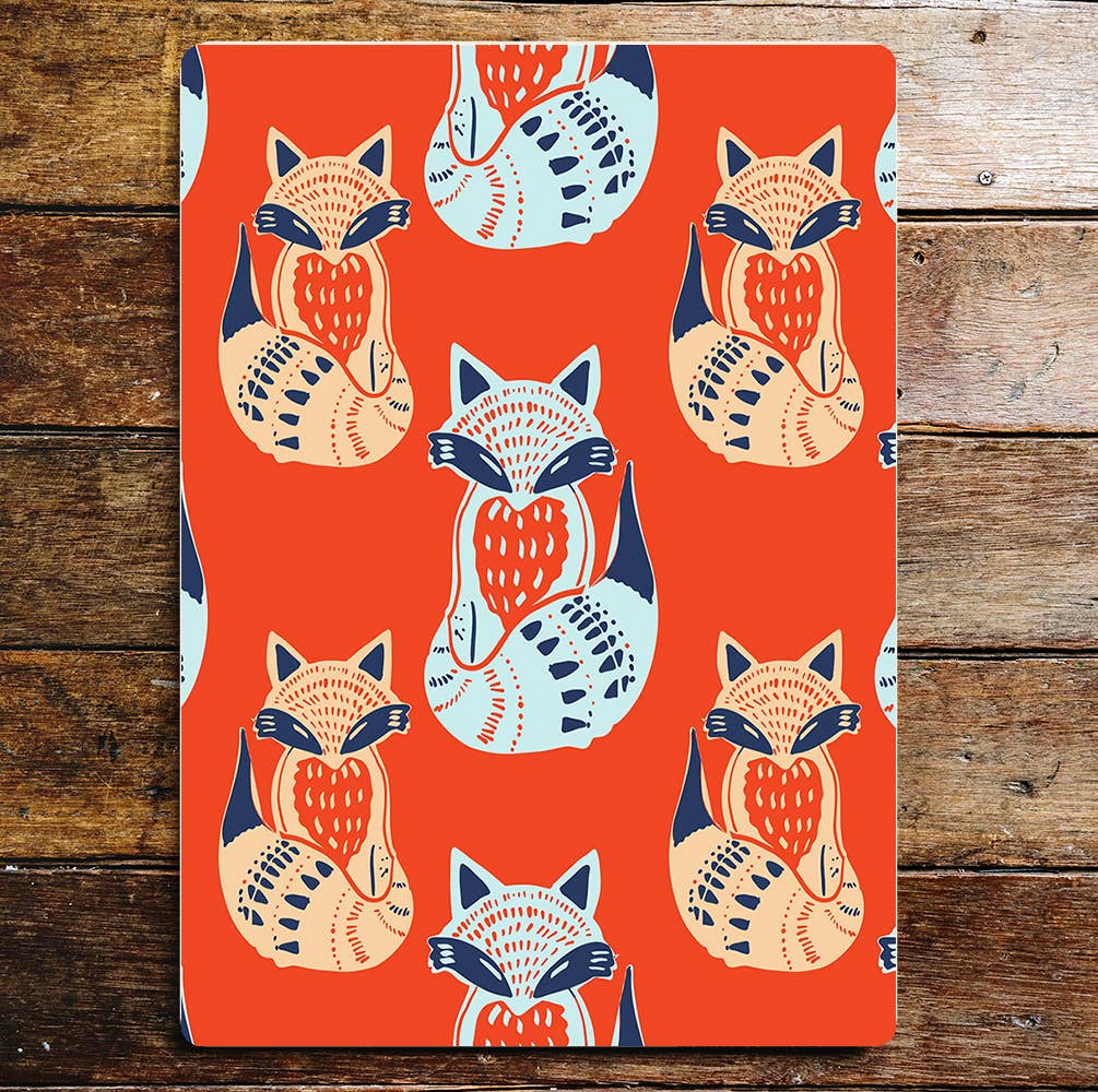 Fox orange blue pattern abstract art | Metal Sign plaque