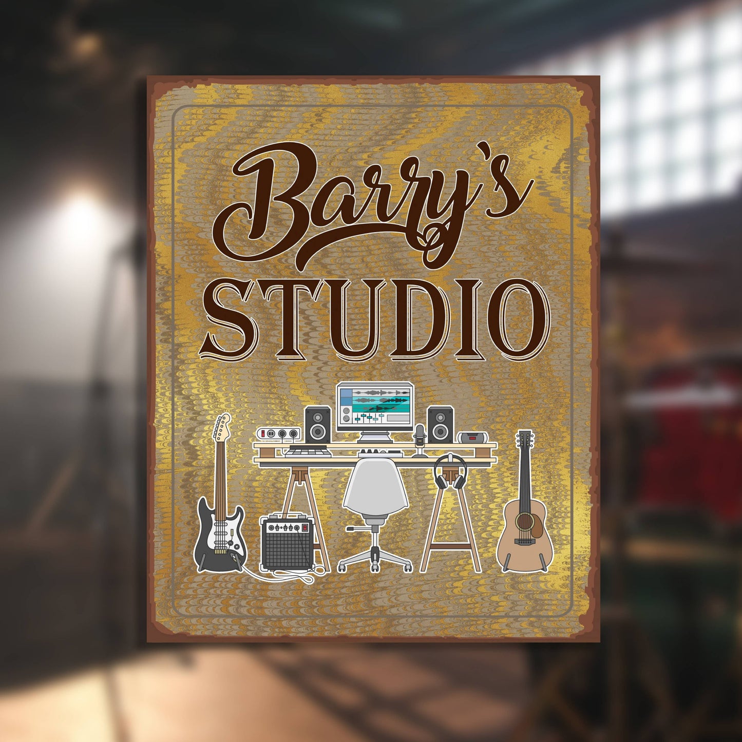 Personalised Name Music Studio Metal Wall Sign