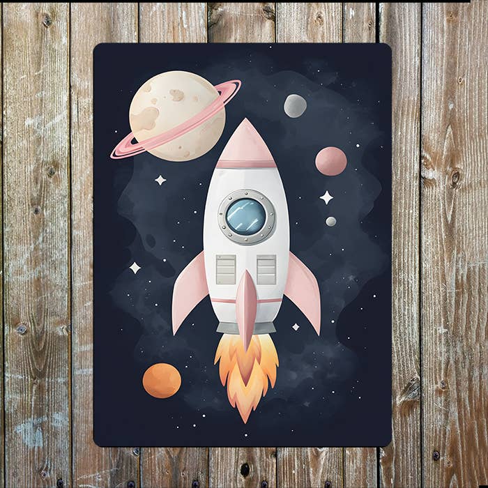 Rocket Ship | Space Planets | Metal Sign Plaque