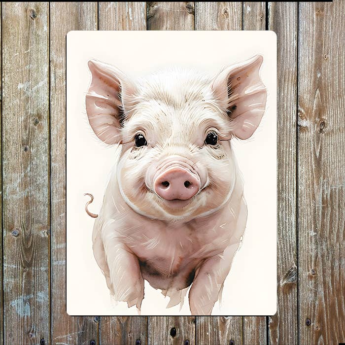 Pink Pig | Farm Farmhouse | Metal Sign Plaque