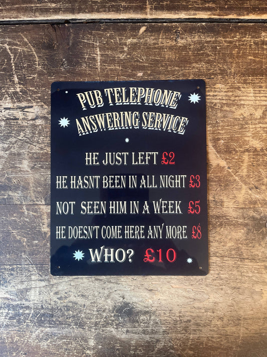 Pub telephone answering service Metal Sign