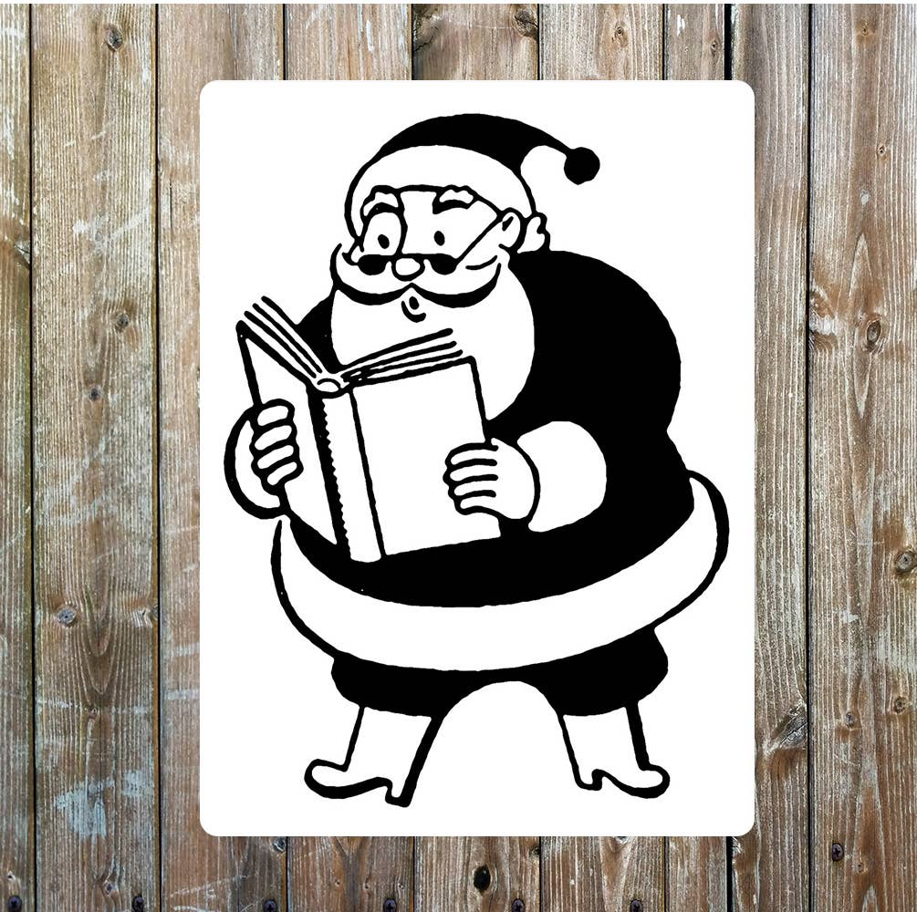 Retro Father Christmas art Metal Sign Plaque