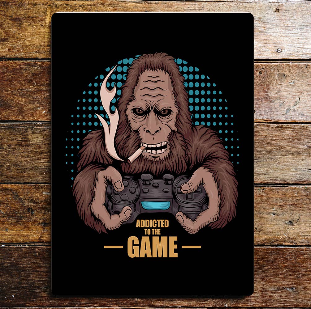 Gaming gorilla smoking addicted | Metal Sign plaque