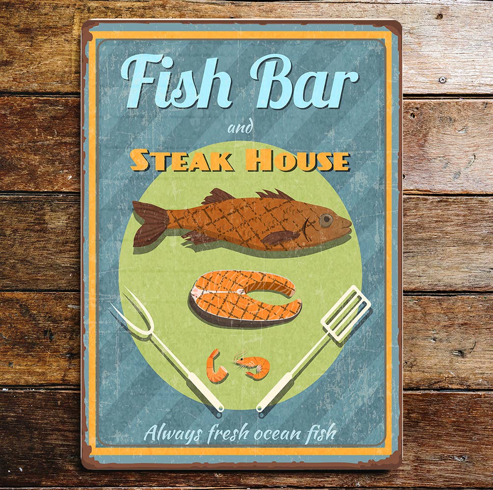 Fish Bar and Steak House | Metal Sign Plaque