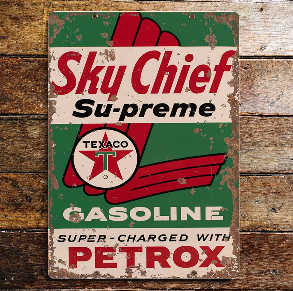Texaco gasoline super charged Metal Sign plaque