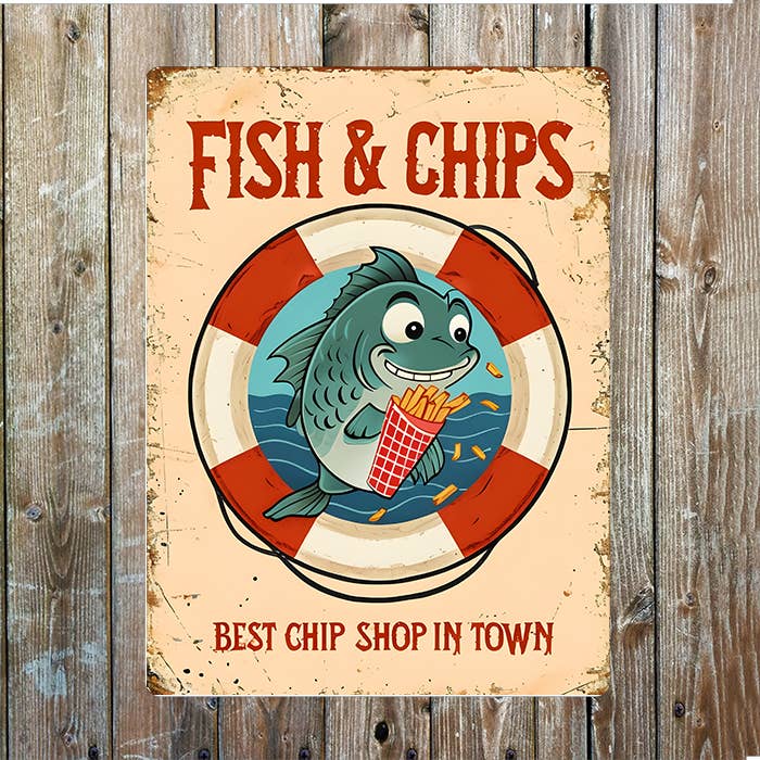 Fish & Chips Best Chip Shop In Town | Metal Sign Plaque