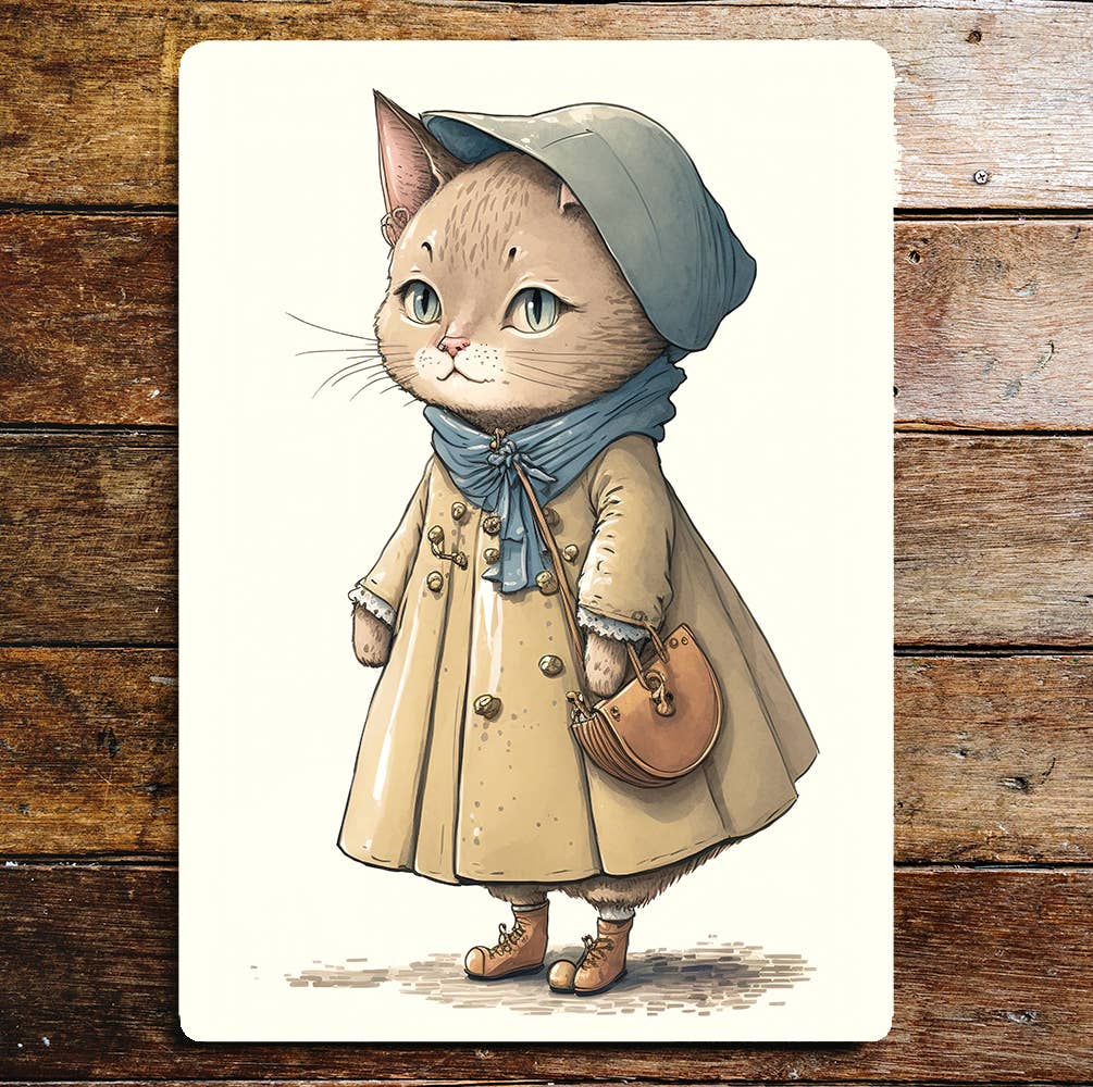 Cute Cat Girl Coat Hat Bag Shoes Ears | Metal Sign Plaque