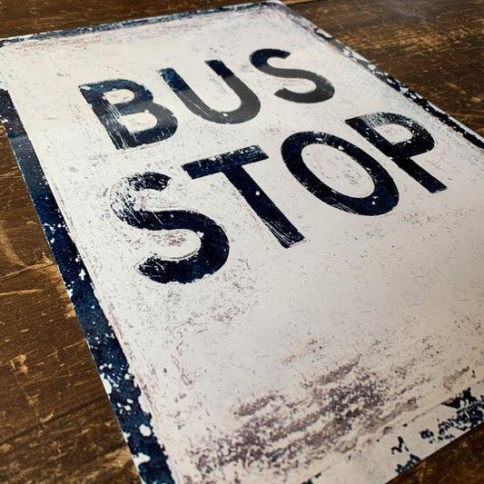 Vintage Bus Stop Style | Metal Travel Wall Sign