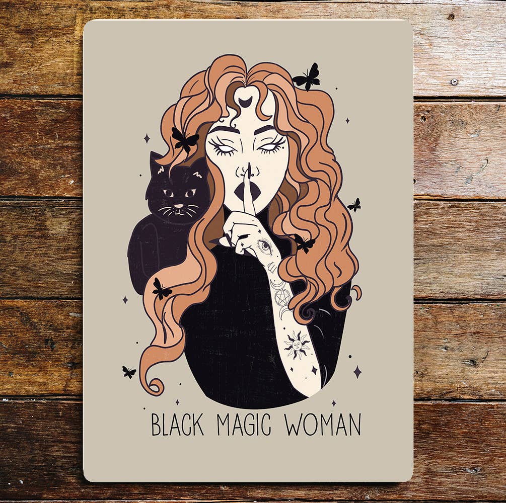 Black Magic Woman Black Cat | Metal Sign Plaque