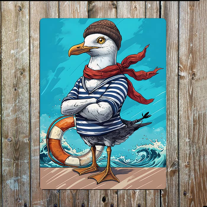 Sailor Seagulls Seas Nautical Metal Sign Plaque