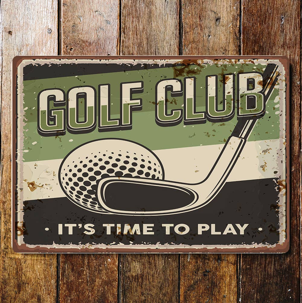 Golf Club Retro Time To Play | Metal Wall Sign Plaque