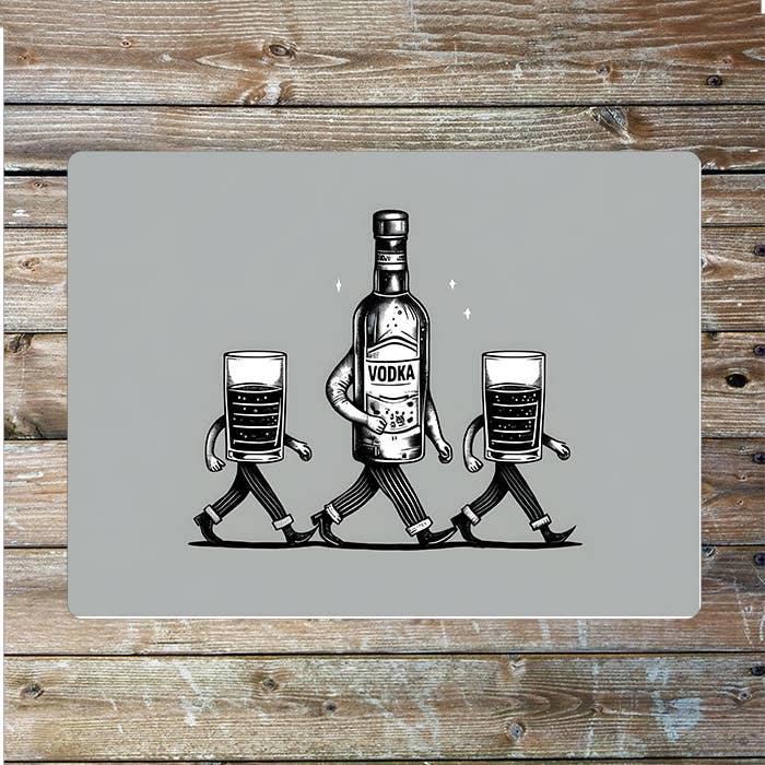 Characters Marching Vodka Shot Glasses | Metal Sign Plaque