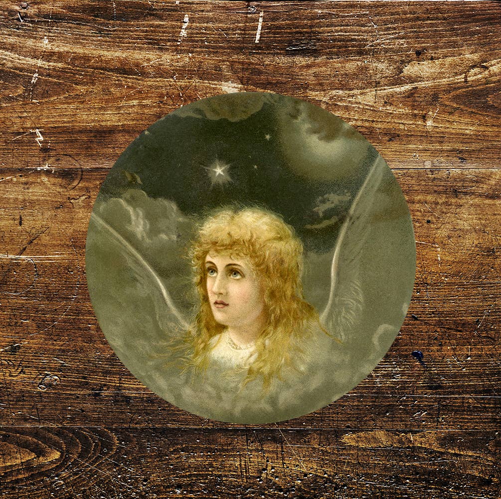 Vintage Christmas Eve angel Circle Metal Sign