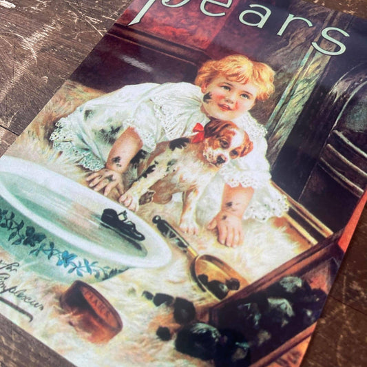 Pears Soap Matchless Complexion Puppy Dog Metal Sign