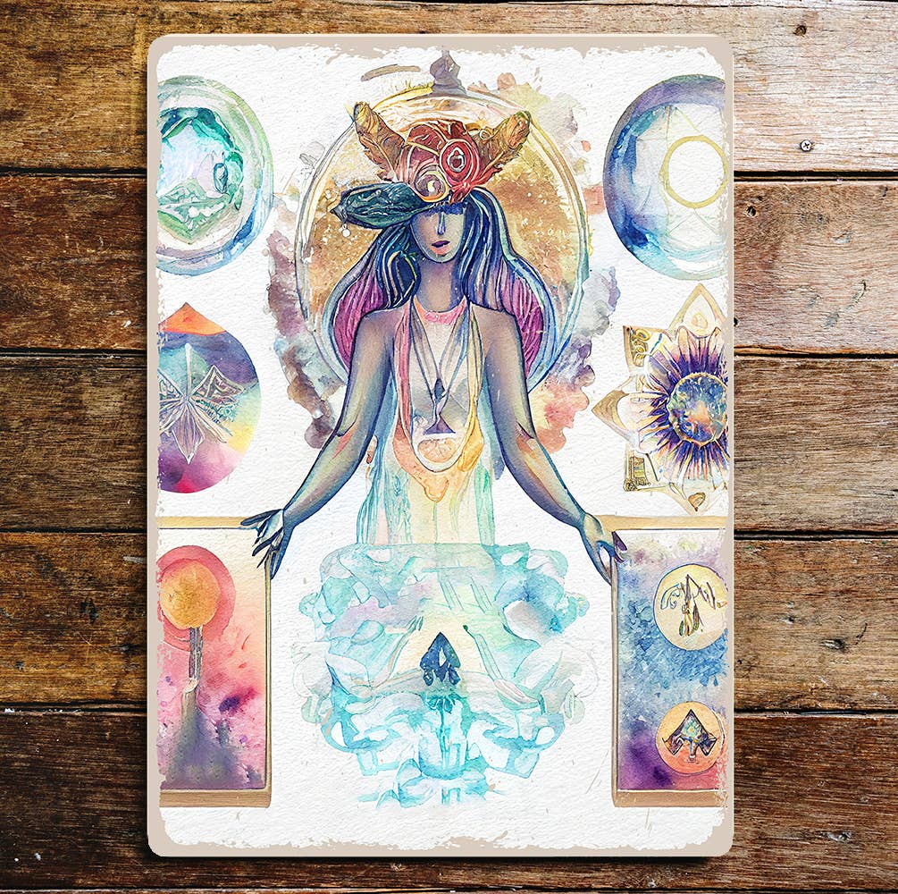 Bohemian spiritual figure wall art | Metal Sign Plaque
