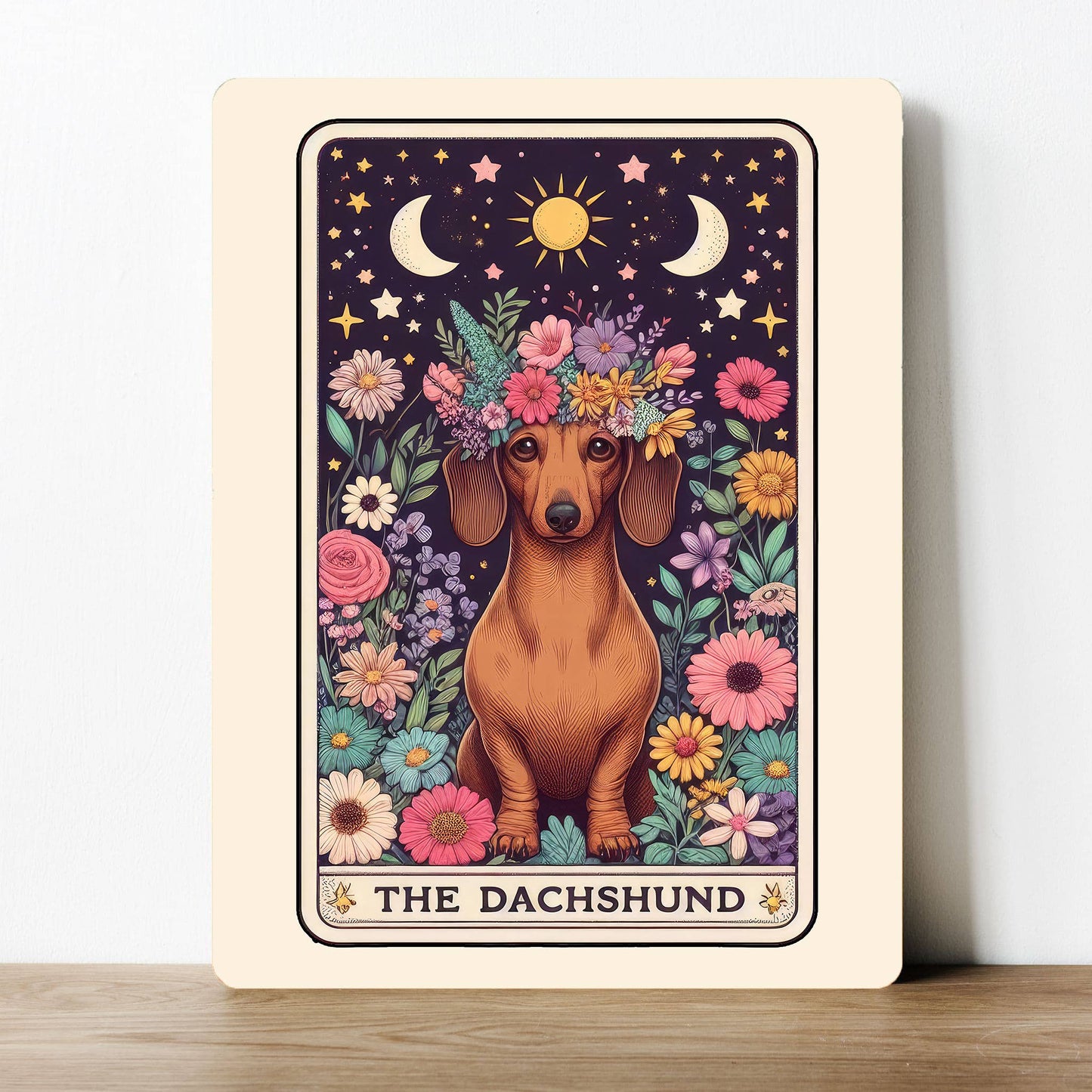 The Dachshund Flower Tarot | Metal Sign Plaque