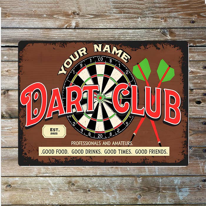 Dart Club Name Custom Personalised | Metal Wall Sign