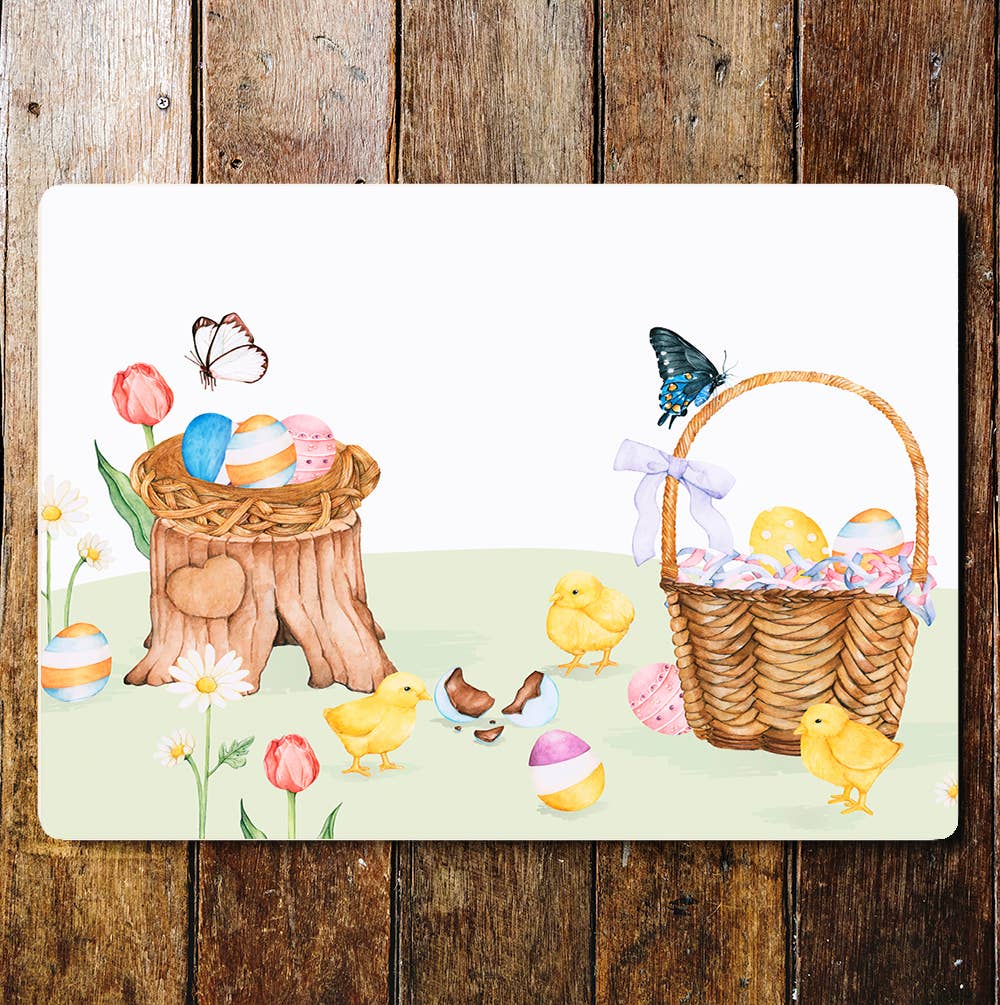 Easter Basket Eggs Chicks | Metal Sign Plaque