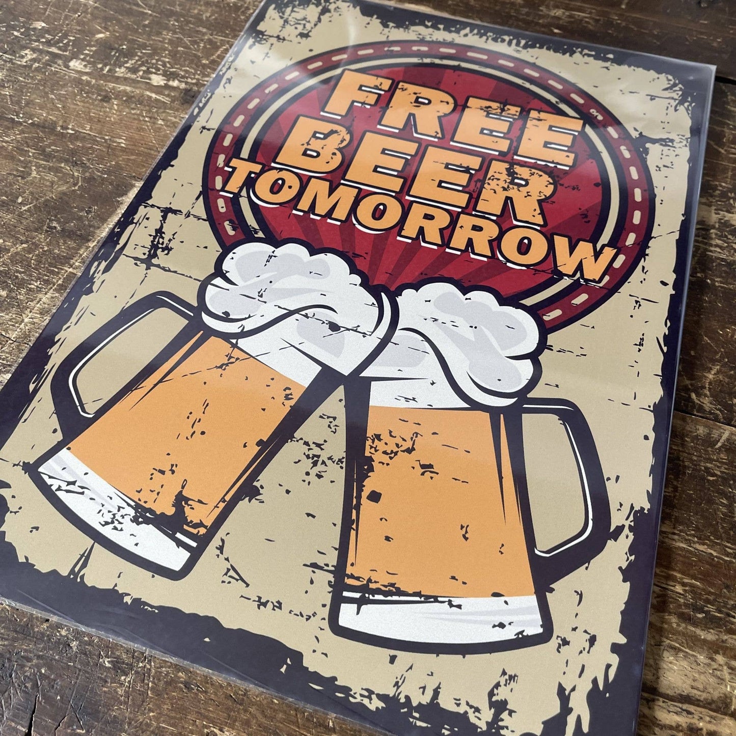 Cold Beer Cheers Pints | Metal Vintage Wall Sign