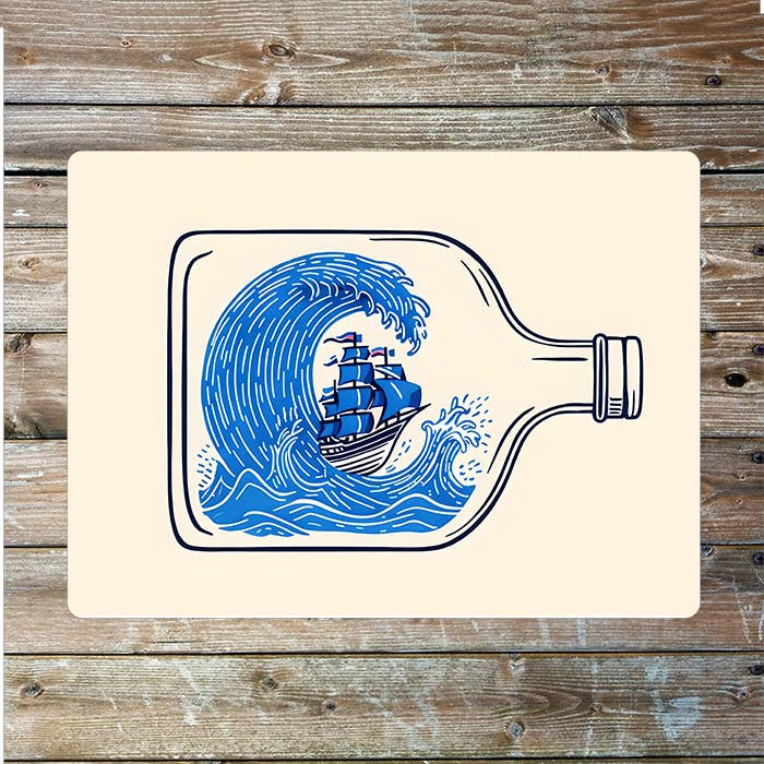 Ship boat in a Bottle Nautical Metal Sign Plaque
