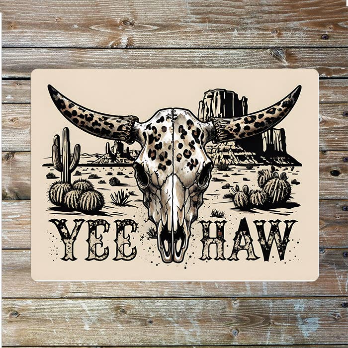Yee Haw Bull Cowboy Western | Metal Sign Plaque