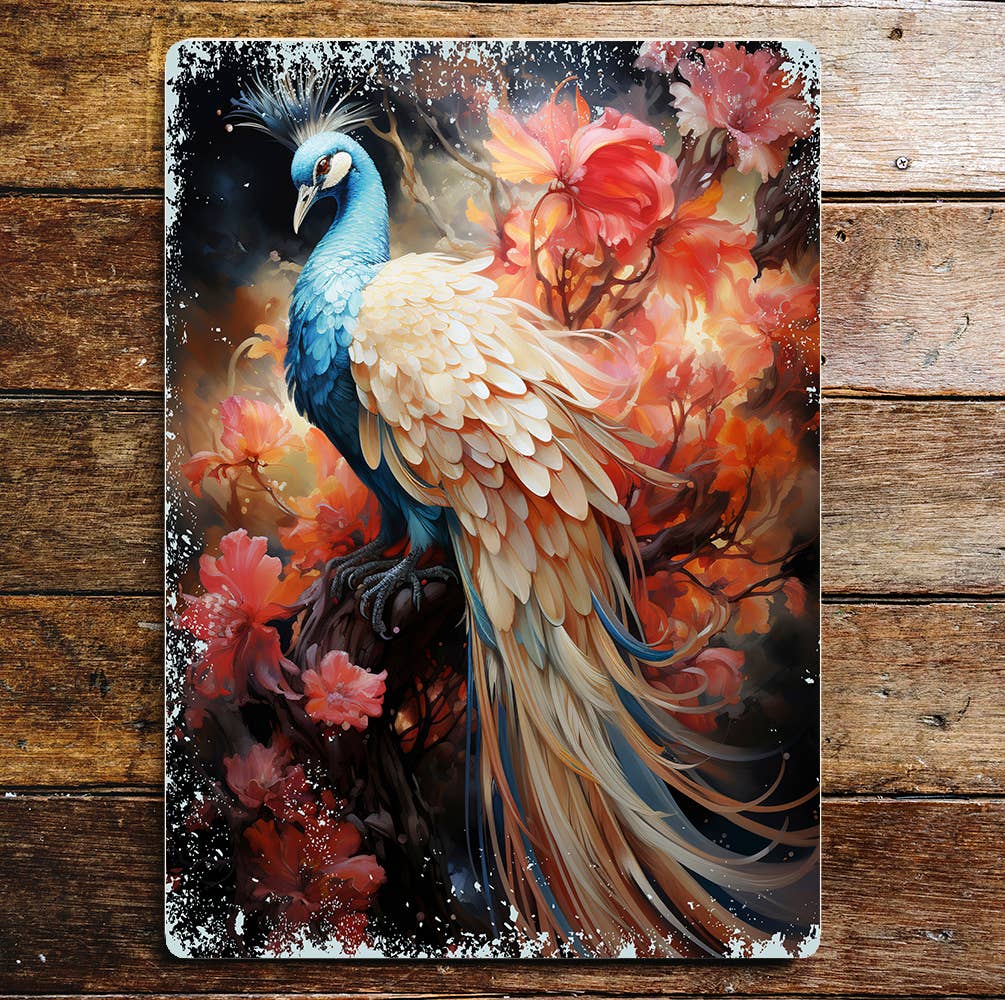 Mystical Peacock Wall Art Lifestyle | Metal Sign Plaque