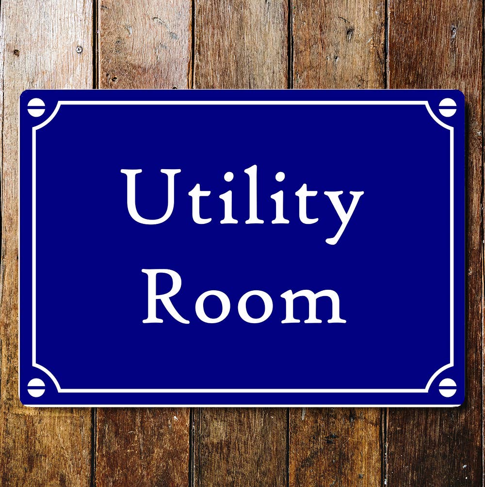 Utility Room Art Blue Sign Plaque
