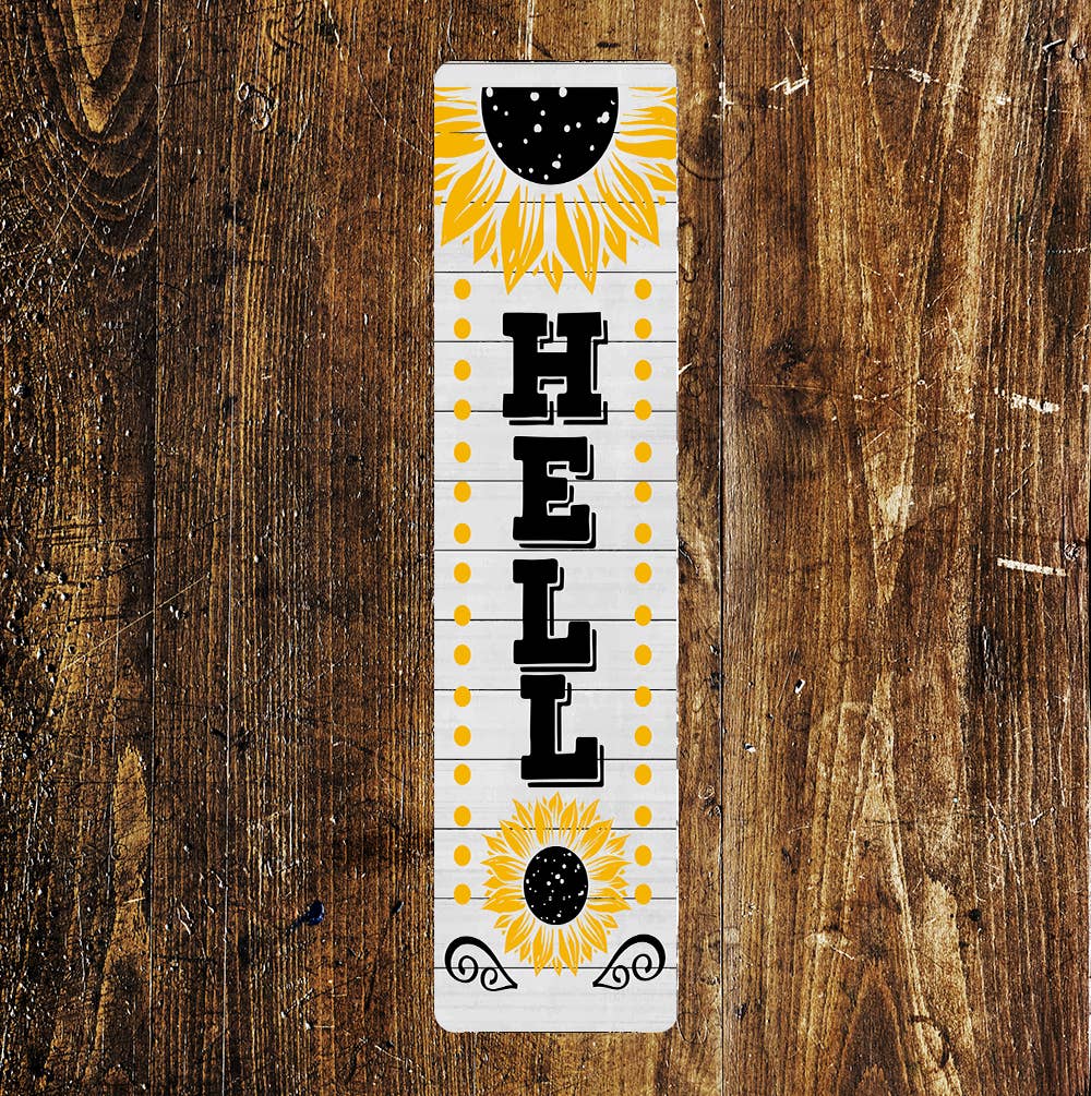 Hello Sunflower Sign Metal Long Sign Plaque