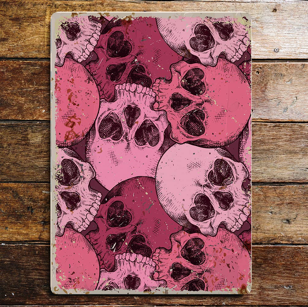Heart Eyes Skulls | Metal Sign Plaque