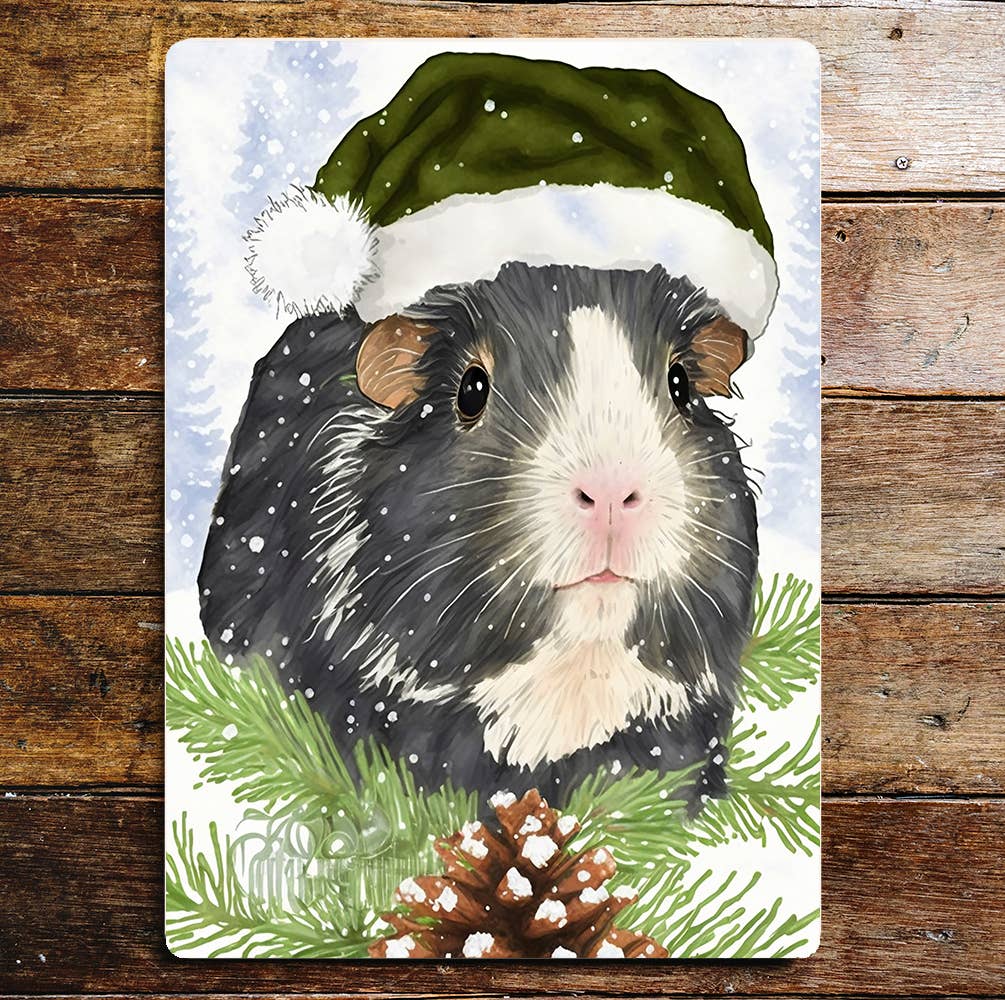 Christmas Pet Art Guinea Pig | Metal Sign Plaque