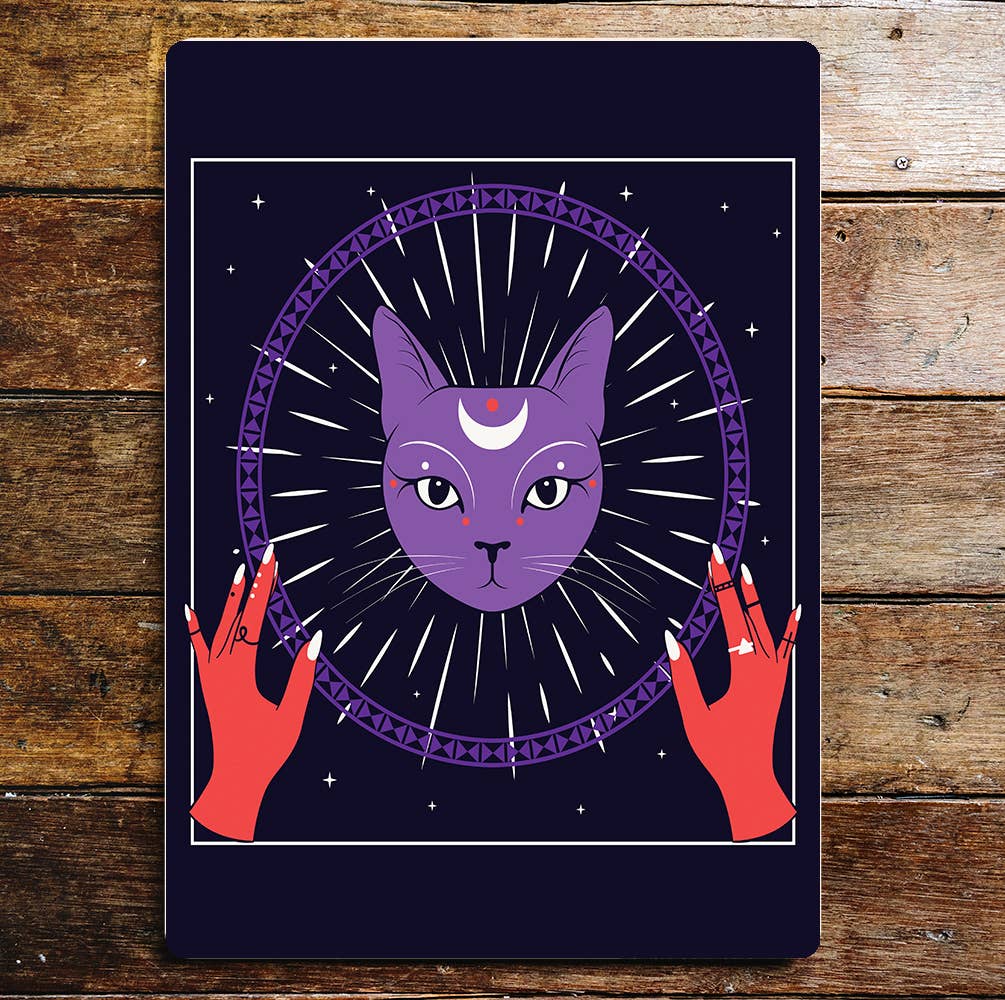 Moonchild Cat Witch Gypsy mystical | Metal Wall Sign Plaque
