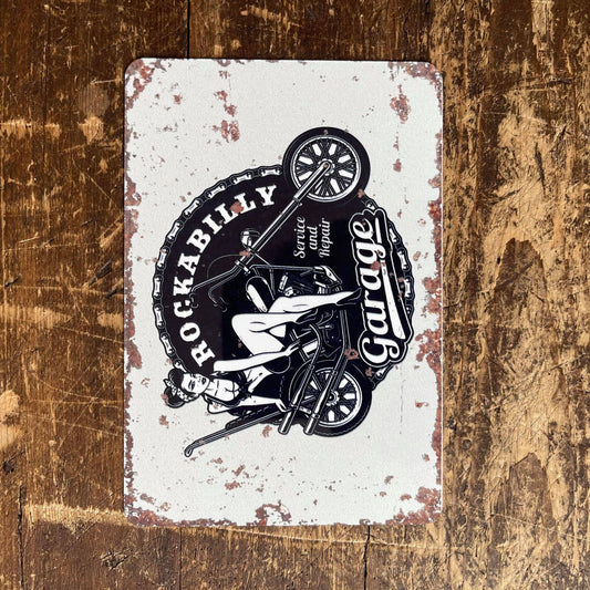 Rockabilly Garage Service Repair Metal Wall Sign