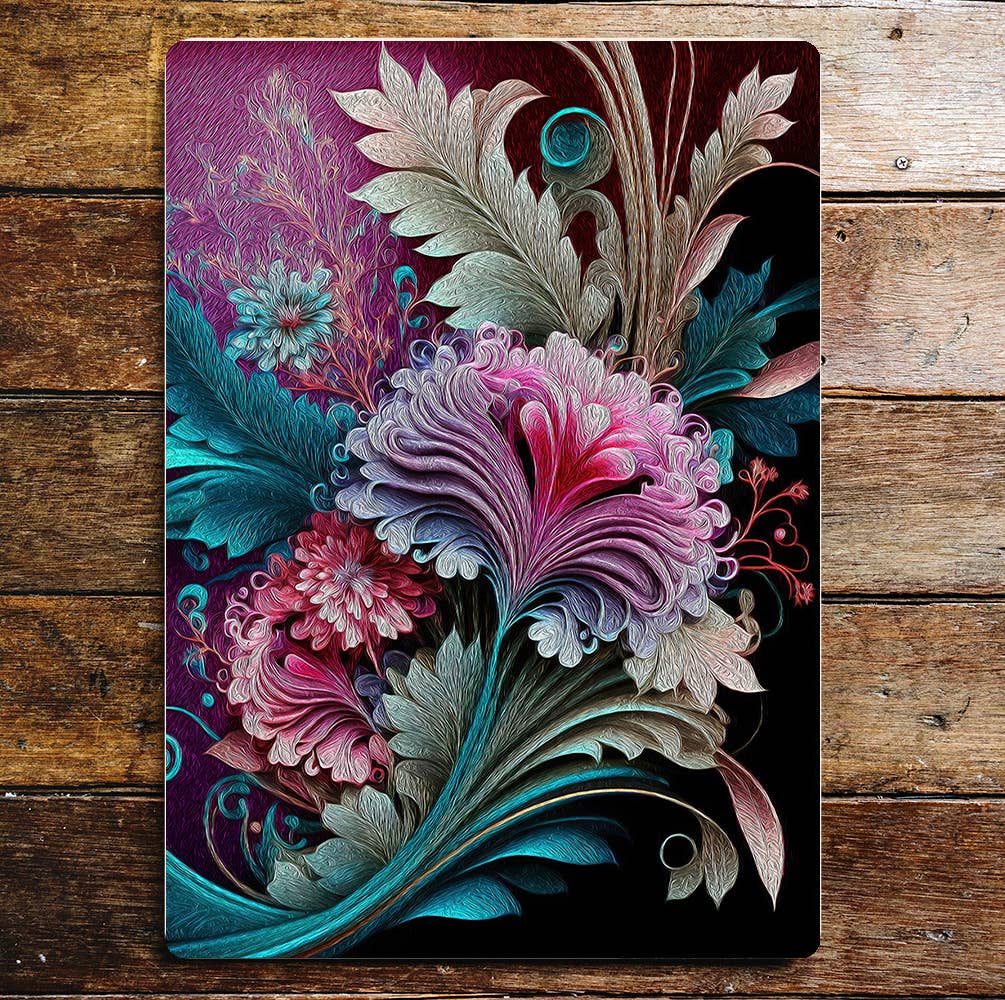 Beautiful flowers colourful wall art | Metal Sign Plaque