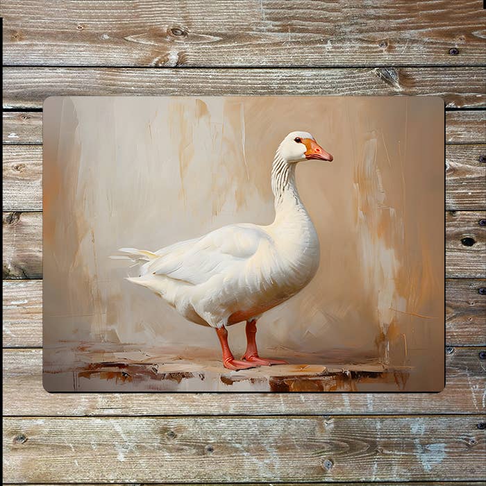 Painting style White Goose Bird Metal Sign Plaque