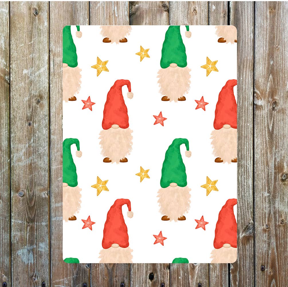 Gonks Gnomes Red and Green Hats Pattern | Metal Sign Plaque