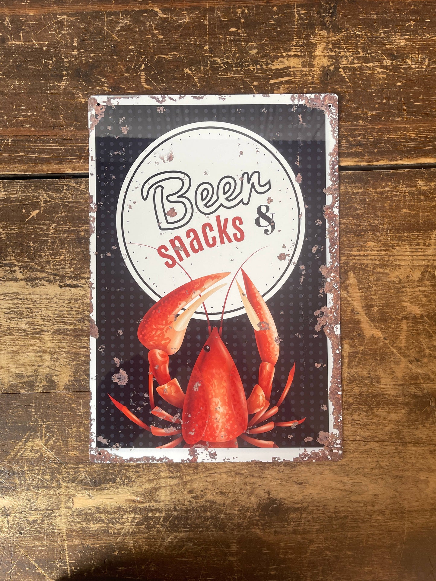 Beers Snacks Lobster | Metal Vintage Wall Sign