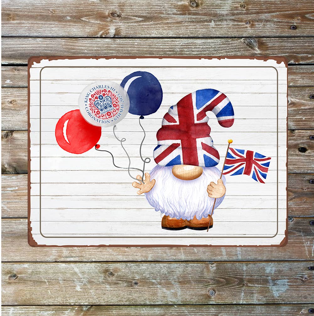 British Gonk Gnome Flag Coronation King | Metal Sign Plaque