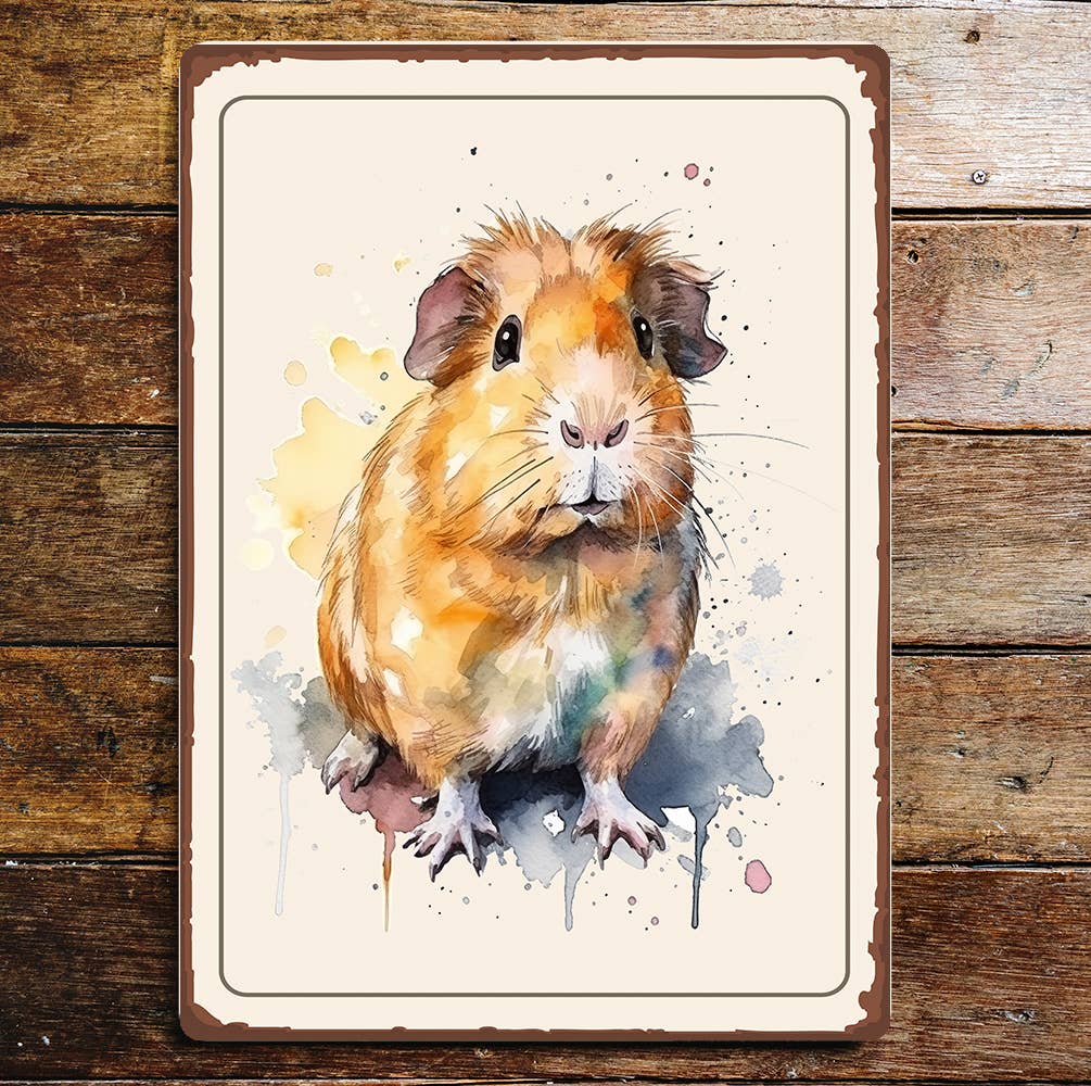 Watching Guinea Pig Pet Art | Metal Sign Plaque