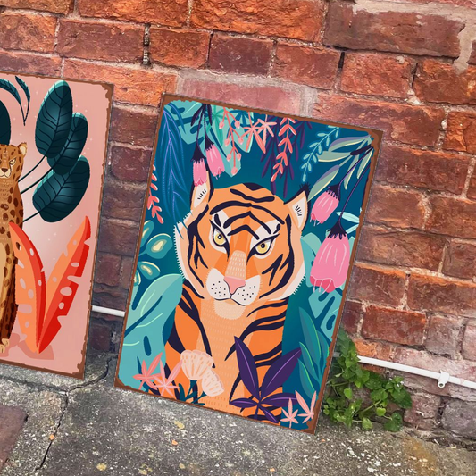 Tiger In The Jungle Metal Advertising Wall Sign