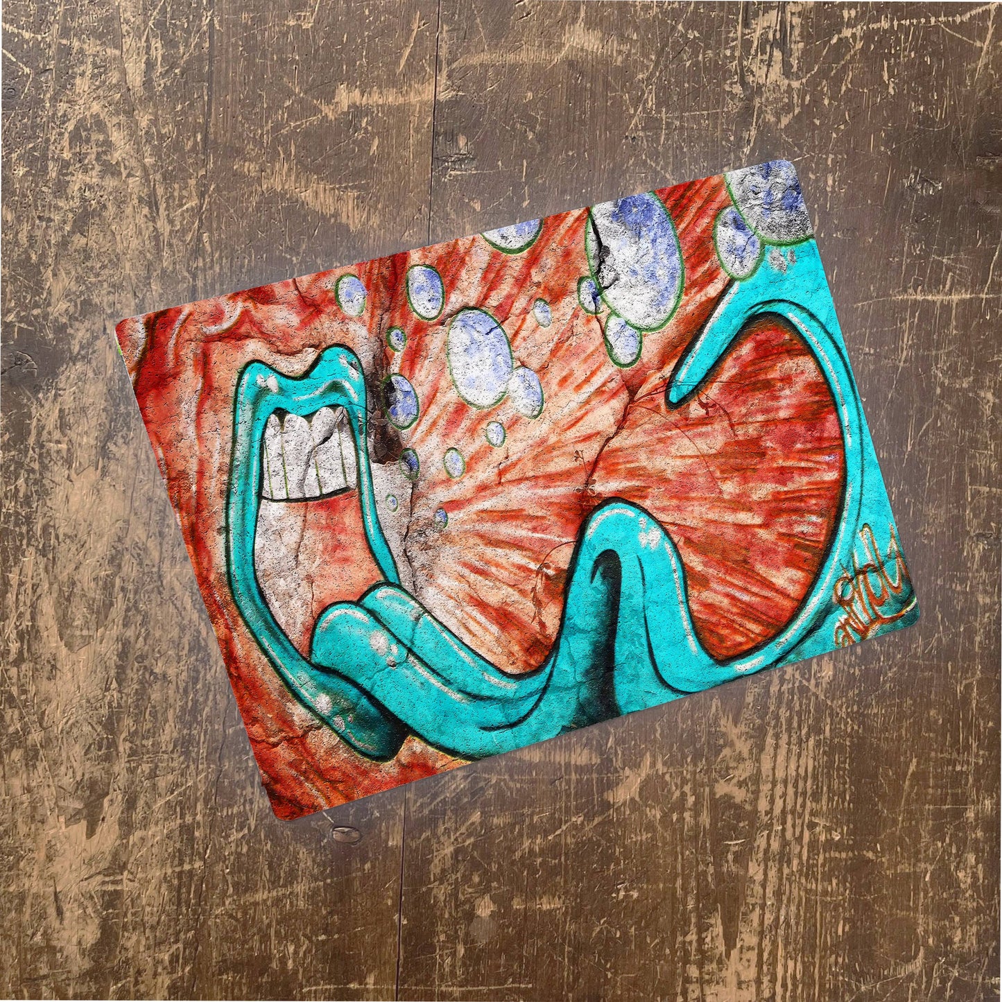 Comic Style Tongue Graffiti | Metal Pop Art Wall Sign