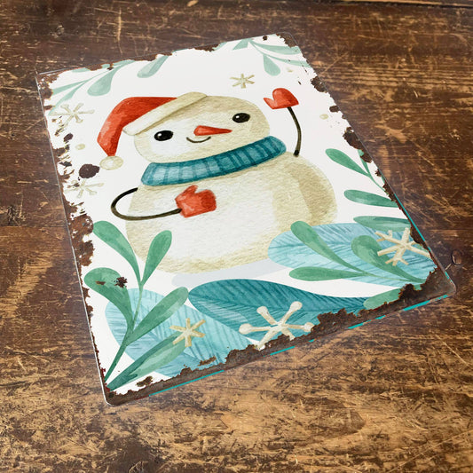 Snowman illustration Metal Vintage Wall Sign