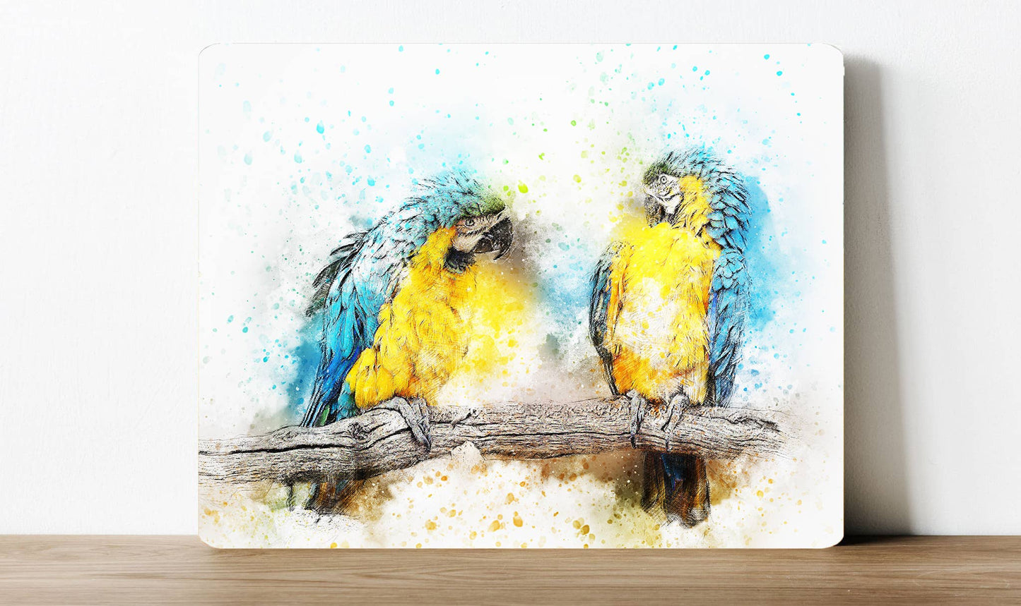 Watercolour Parrots Bird Love Painting | Metal Sign Plaque