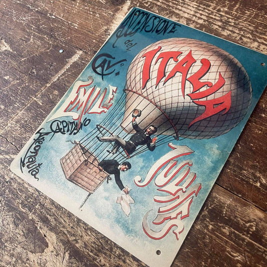 Vintage Italia Balloon | Metal Travel Wall Sign